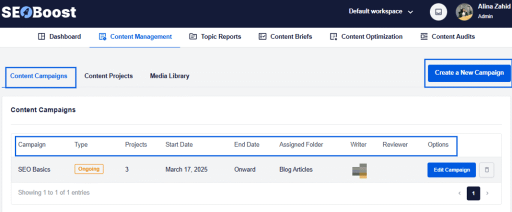 A snapshot of SEOBoost’s Content Management feature