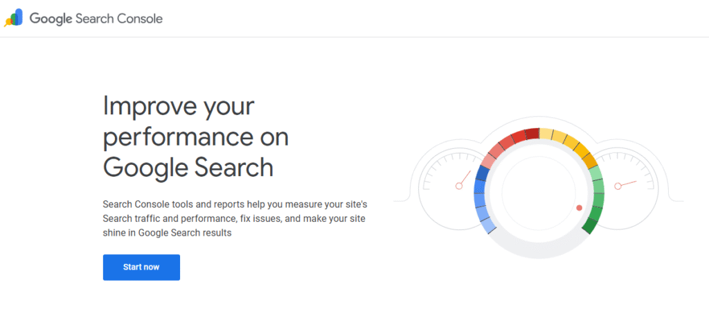 A snapshot of Google Search Console's homepage