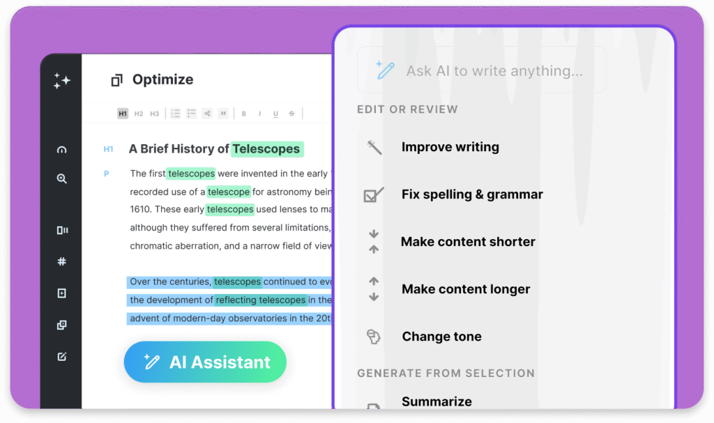 MarketMuse's AI content research feature A snapshot of MarketMuse's AI content research feature