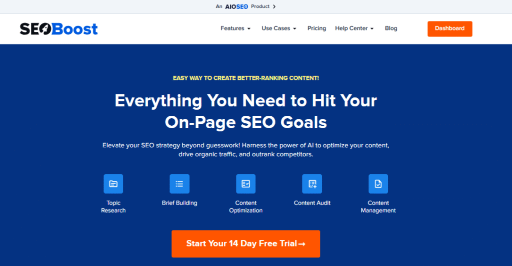 SEOBoost A snapshot of SEOBoost's homepage