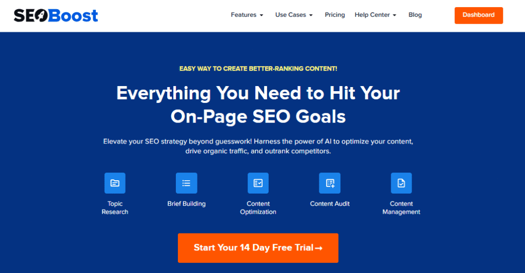 SEOBoost A snapshot of SEOBoost's homepage