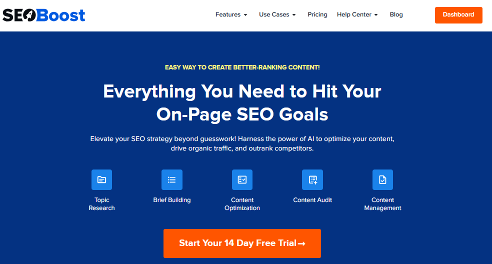 SEOBoost A snapshot of SEOBoost's homepage