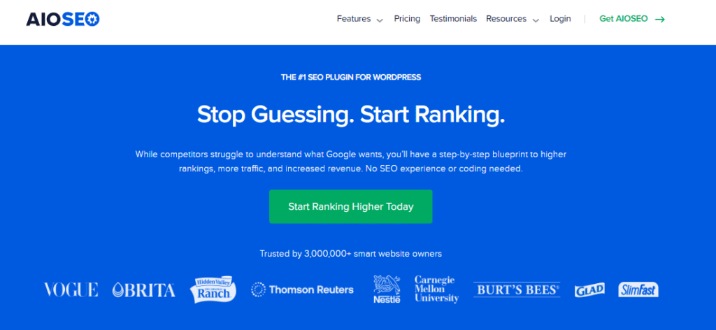 All In One SEO A snapshot of All In One SEO homepage